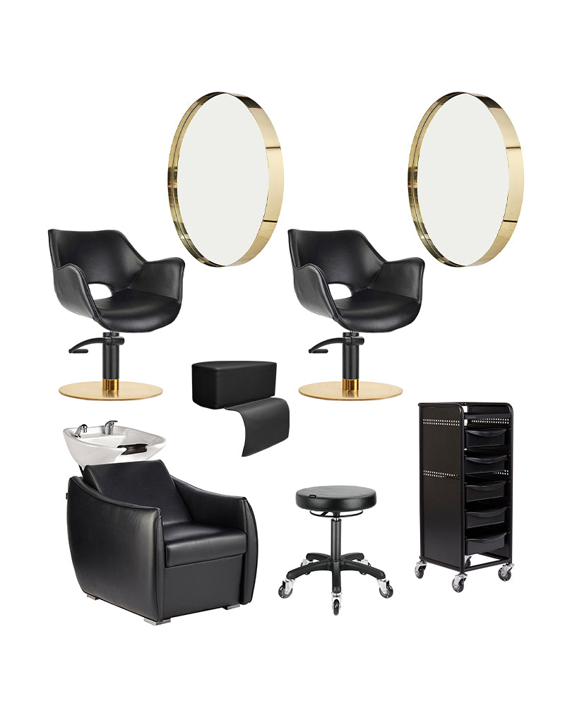 Gold hairdresser starter kit - with 2 client stations, 1 wash station and equipment